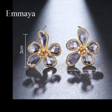 Flower Modelling Earring With CZ Multicolor Choice