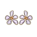 Flower Modelling Earring With CZ Multicolor Choice