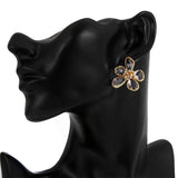 Flower Modelling Earring With CZ Multicolor Choice
