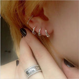 Thai Silver Retro Small Hoop Earrings With Beads Spiral Coils