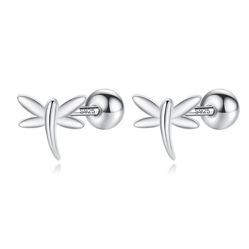 925 Silver Insect Dragonfly Stud Earrings For Girls DG0179
