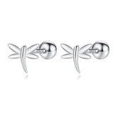 925 Silver Insect Dragonfly Stud Earrings For Girls DG0179