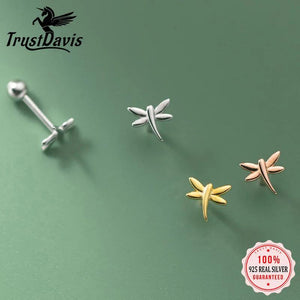 925 Silver Insect Dragonfly Stud Earrings For Girls DG0179