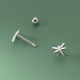 925 Silver Insect Dragonfly Stud Earrings For Girls DG0179