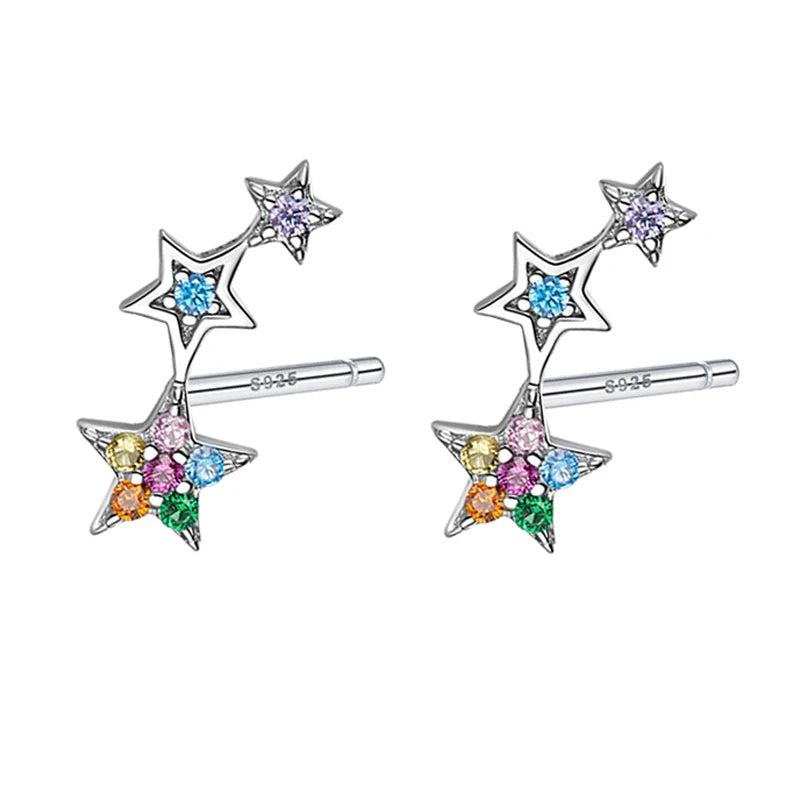 925 Sterling Silver Star Stud Earrings Engagement Jewelry