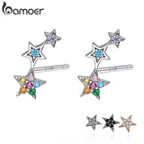 925 Sterling Silver Star Stud Earrings Engagement Jewelry
