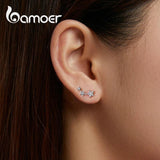 925 Sterling Silver Star Stud Earrings Engagement Jewelry