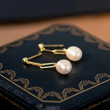 925 Silver Punk Gothic Link Chain Pearl Tassel Earrings