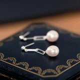 925 Silver Punk Gothic Link Chain Pearl Tassel Earrings