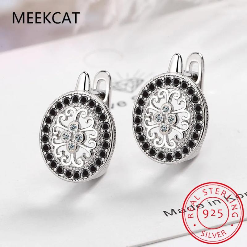 925 Silver Round Spinel Engagement Hoop Earrings for Women