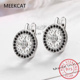925 Silver Round Spinel Engagement Hoop Earrings for Women