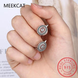 925 Silver Round Spinel Engagement Hoop Earrings for Women