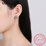 925 Silver Round Spinel Engagement Hoop Earrings for Women