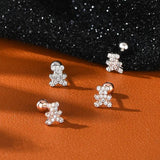925 Sterling Silver Mini Bear Stud Earrings for Women