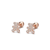 925 Sterling Silver Mini Bear Stud Earrings for Women