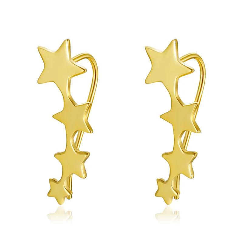TrustDavis 925 Silver Stars Stud Earrings for Women