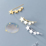 TrustDavis 925 Silver Stars Stud Earrings for Women