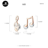 Trustdavis 925 Silver Music Notes CZ Stud Earrings For Woman