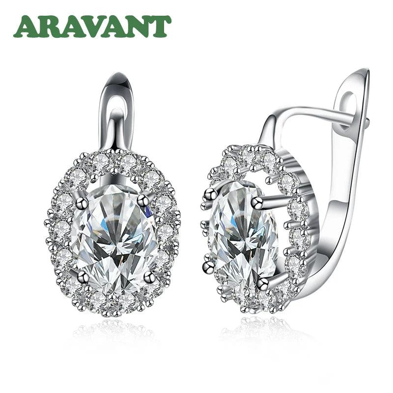 925 Silver Zircon Drop Earring Wedding Jewelry