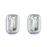 925 Silver Emerald Cut Zirconia Stud Earrings Wedding Jewelry