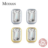 925 Silver Emerald Cut Zirconia Stud Earrings Wedding Jewelry
