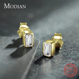 925 Silver Emerald Cut Zirconia Stud Earrings Wedding Jewelry