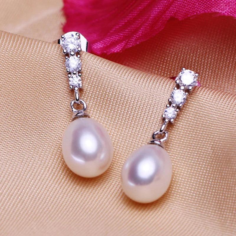 Freshwater Pearl Stud Earrings 925 Sterling Silver Wedding