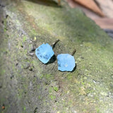 Aquamarine Stud Earrings 925 Sterling Silver Vintage Femme Gift