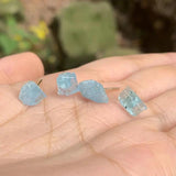 Aquamarine Stud Earrings 925 Sterling Silver Vintage Femme Gift