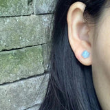 Aquamarine Stud Earrings 925 Sterling Silver Vintage Femme Gift