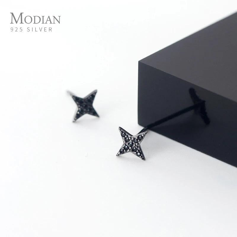 925 Silver Darts Stud Earrings CZ Star Ear Studs Fine Jewelry