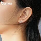 925 Silver Ginkgo Leaf Stud Earrings for Women BSE328