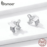 925 Silver Ginkgo Leaf Stud Earrings for Women BSE328