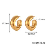 Bold Stainless Steel Hoop Earrings 18K Plated Silver Chunky Hoops