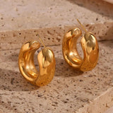 Bold Stainless Steel Hoop Earrings 18K Plated Silver Chunky Hoops