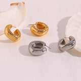 Bold Stainless Steel Hoop Earrings 18K Plated Silver Chunky Hoops