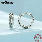 925 Sterling Silver Vintage Pattern Earrings Ear Hoop for Women