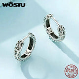 925 Sterling Silver Vintage Pattern Earrings Ear Hoop for Women