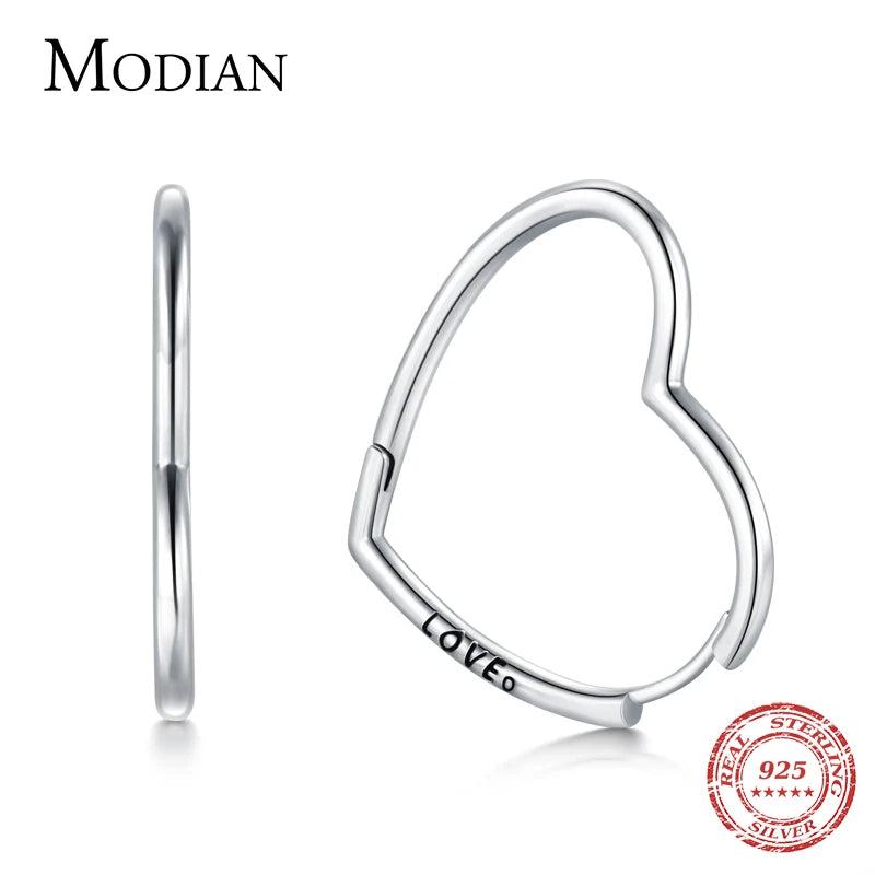 925 Sterling Silver Heart Love Hoop Earrings for Women