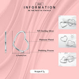 925 Sterling Silver Heart Love Hoop Earrings for Women