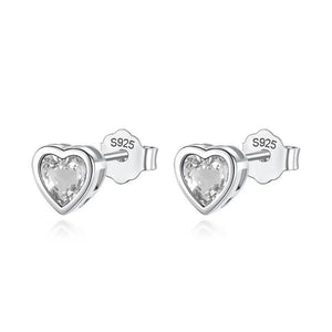 Romantic Heart CZ Stud Earrings For Daughter Girls Fine S925 Jewelry