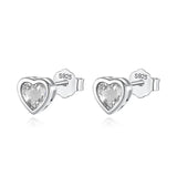 Romantic Heart CZ Stud Earrings For Daughter Girls Fine S925 Jewelry