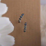 Labradorite Huggie C-Shaped Round Loop Earrings 925 Silver Hoops