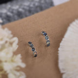 Labradorite Huggie C-Shaped Round Loop Earrings 925 Silver Hoops