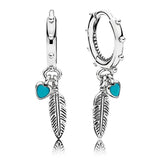 925 Silver Asymmetric AlluEarring Heart Feathers Small Hearts PAN Earring
