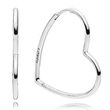 925 Silver Asymmetric AlluEarring Heart Feathers Small Hearts PAN Earring
