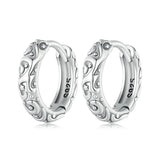 925 Silver Vintage Hoop Earrings Women Round Wedding Party Pendientes