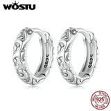 925 Silver Vintage Hoop Earrings Women Round Wedding Party Pendientes