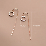 925 Silver Bohemian Circle Zircon Tassel Earrings