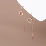 925 Silver Bohemian Circle Zircon Tassel Earrings